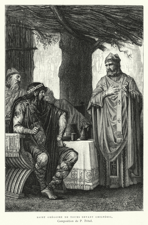Saint Gregoire De Tours Devant Chilperic (engraving)
