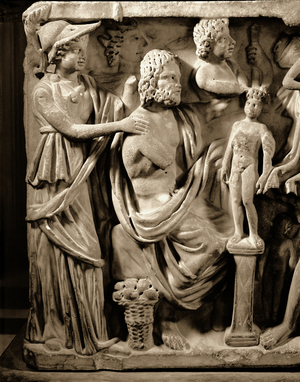 Prometheus creating man, guided by Athena …