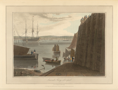 Seacombe Ferry at Seacombe near Liverpool. The coastline and landscape of Great Britain. Drawn and engraved by William Daniell.