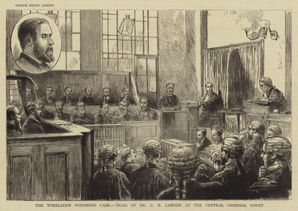 The Wimbledon Poisoning Case, Trial of Dr G H Lamson at the Central Criminal Court (engraving)
