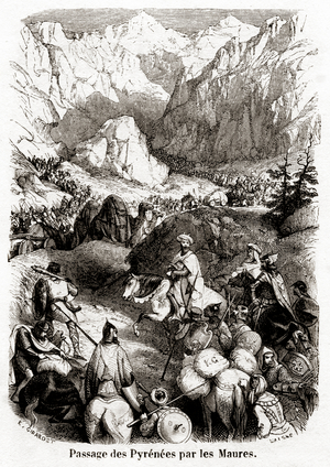 Passage of the Pyrenees by the Maures, 1839 (engraving)