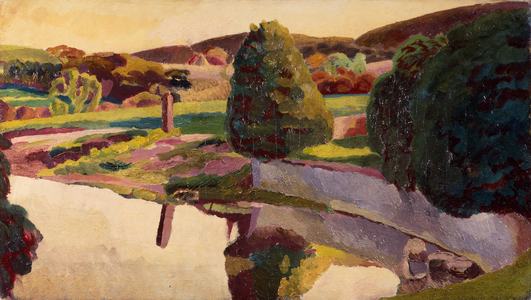 The Pond at Charleston (oil on canvas)