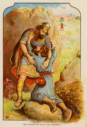The Parting of David and Jonathan (colour litho)