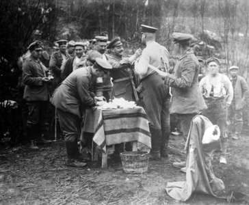German soldiers being given vaccinations against Cholera, c.1915 (b/w photo)