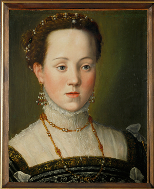Archduchess Anna of Austria, Queen of Spain At age 21 she became the fourth wife of her uncle, King Philip II (oil on wood)