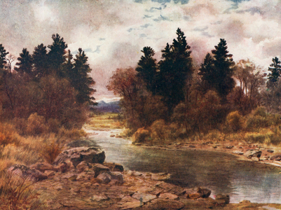 Winter-time in Vancouver Island, Brititsh Columbia (colour litho)