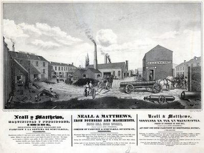 Neall & Matthews, iron founders and machinists, Bush Hill Iron Works, printed by Frederick Kuhl, c.1853 (litho)

