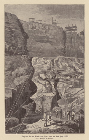 Kimberley Diamond Mine, South Africa, 1878 (litho)