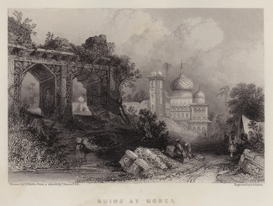 Ruins at Monea (colour litho)