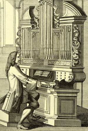 Man playing organ 18th