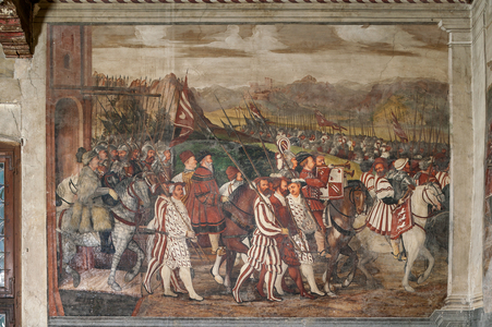 Procession, detail of the Visit of Christian I of Denmark to Bartolomeo Colleoni, Hall of Honour, 1474 (fresco)