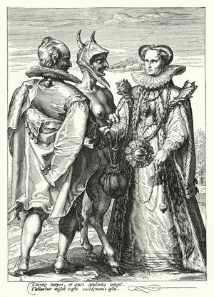 Marriage for Wealth Officiated by Satan (engraving)