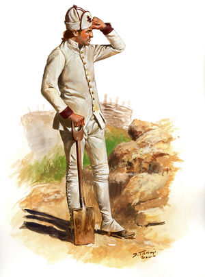 French Soldier of the Gatinois Regiment 1781, 2010 (w/c & gouache on paper)
