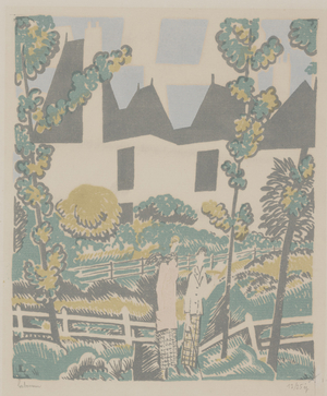 Departing for a Walk, 1924 (color lithograph)