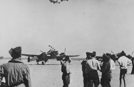 An Italian and German air base in North Africa 1941 (b/w photo)