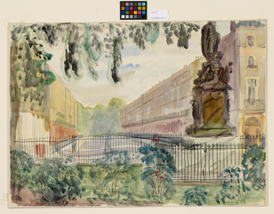 Bedford Place, London, 1970 (w/c & pencil on paper)
