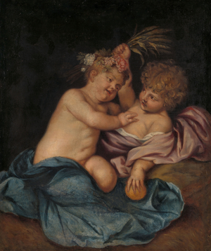 Two Infants, 1650-1670 (oil on canvas)