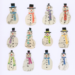 Twelve Document snowmen, 2018 (document collage)