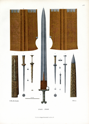Medieval Swords and Scabbards, 1340-1390 (chromolitho)