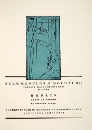 Advertisement for "Stawropulos & Moldauer", from Styl, pub.1922 (pochoir print)