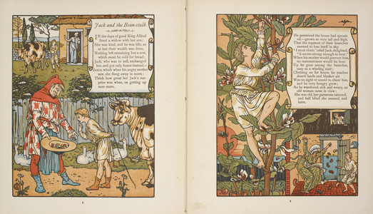 Illustrations for the story, 'Jack and the Bean-stalk'.