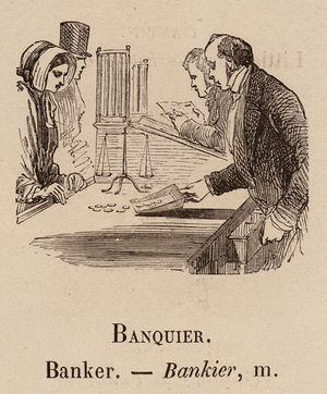 Le Vocabulaire Illustre: Banquier; Banker; Bankier (engraving)