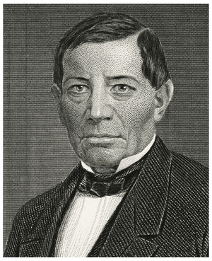 Benito Juarez (1806-72), President of Mexico 1858-72, Head and Shoulders Portrait, Steel Engraving, Portrait Gallery of Eminent Men and Women of Europe and America by Evert A. Duyckinck, Published by Henry J. Johnson, Johnson, Wilson & Company, New York, 1873 (print)