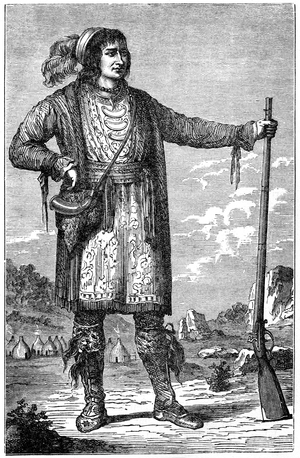Osceola or Asi-yahola (1804-1838), born Billy Powell, Chief of the Seminole, Book Illustration from Indian Horrors or Massacres of the Red Men, by Henry Davenport Northrop, 1891