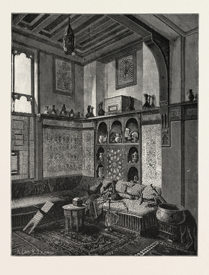 Painting from Frank Dillon, 1823 - 1909,  British Topographical Painter, Noted for His Views of Egypt.  Engraving 1879