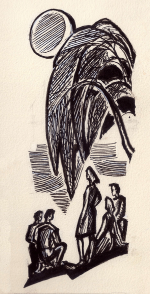 Illustration from 'Strange Love' by Anatoly Moroz, 1969 (gouache on paper)