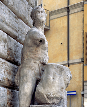 Roman art : General view - Pasquino - speaking statue, Rome, Italy