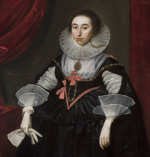 Detail of portrait of Elizabeth Cavendish, 1624 (oil on canvas)