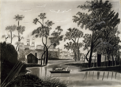 Pastoral Scene, probably 1825-1850 (graphite on sandpaper)