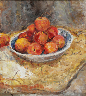 The Dish of Nectarines on a Yellow Tray, 2004 (oil on canvas)