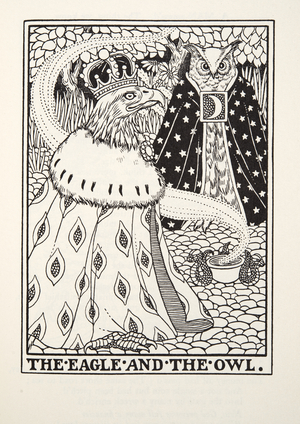The Eagle and the Owl, from Fontaine Fables, pub. 1905 (engraving)