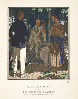 Que c'Est Bon! Ou Les Boissons Glacees, from a Collection of Fashion Plates, 1921 (pochoir print)