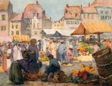 The Market Place, Vevey, MHL (colour litho)