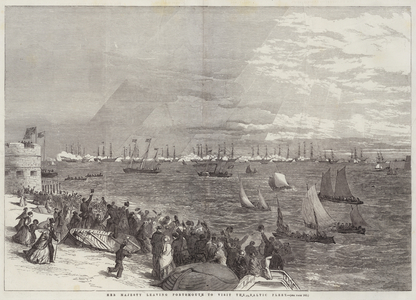 Her Majesty leaving Portsmouth to visit the Baltic Fleet (engraving)