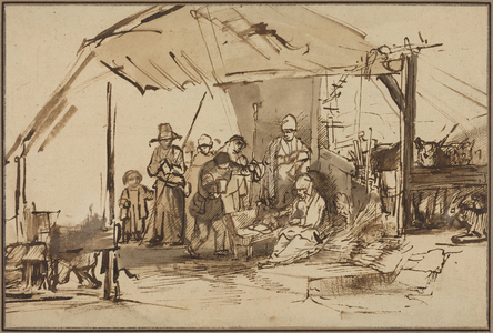 The Adoration of the Shepherds (pen and brown ink with gray-brown wash)