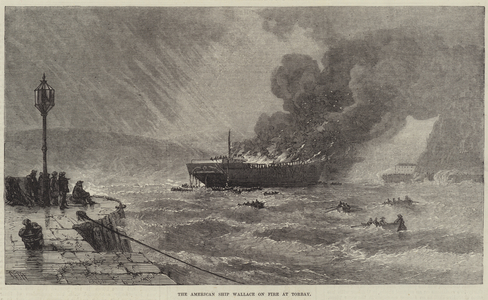 The American Ship Wallace on Fire at Torbay (engraving)