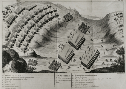 Caesar's position to receive the Helvetii advancing towards him, 1785 (engraving)