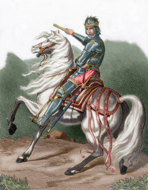 King Alfonso V of Aragon, called The Magnanimous (1396-1458) (coloured engraving)
