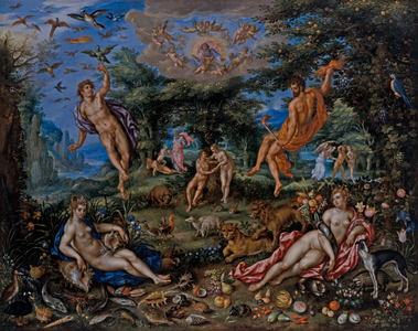 The Four Elements, With Scenes From Gensis Beyond, 1613 (oil on copper)
