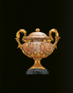 One of a pair of Louis XIV Egyptian vases, 1770-75 (ormolu & alabaster)