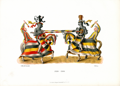Tournament Combat Between Knights, 1520-1560 (chromolitho)