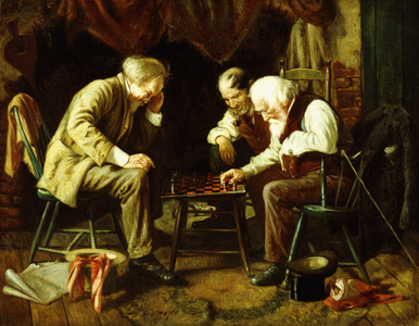 The Chess Game,  (oil on canvas)