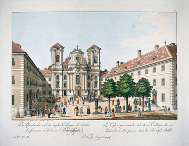 View of Piaristenplatz and the church 'Maria Treu' (engraving)