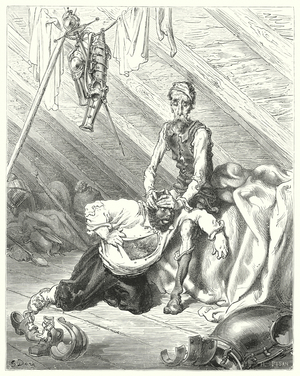 Gustave Dores Don Quixote: "He verily believed his last hour was come" (engraving)