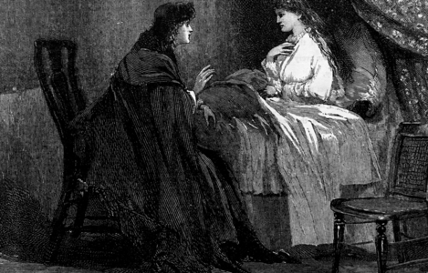 A girl by her sister's deathbed, 1850
