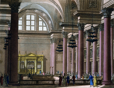 Synagogue in France, c. 1820 (engraving)